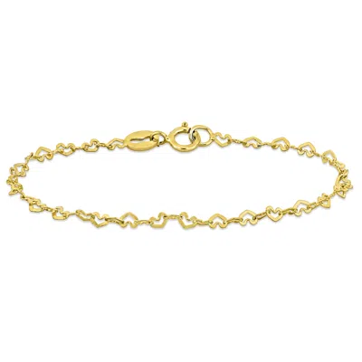 Mimi & Max Children's 2mm Heart Link Baby Bracelet In 14k Yellow Gold - 5 In.