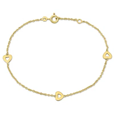 Mimi & Max Children's Enamel Heart Charm Rolo Chain Link Bracelet In 14k Yellow Gold - 6.5+0.5 In.