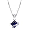 Mimi & Max Created Blue Sapphire Square Necklace In Sterling Silver In Blue
