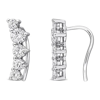 Mimi & Max Created Forever 1 - 1 1/3ct Tw Lab-grown Diamond Climber Earrings Sterling Silver
