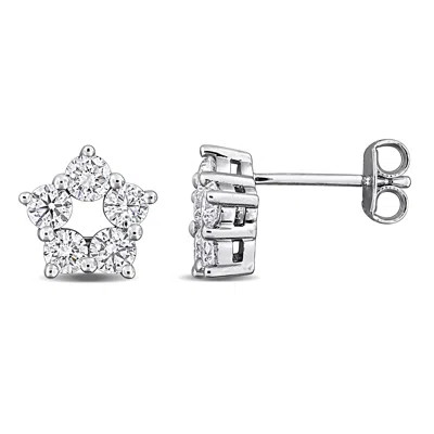 Mimi & Max Created Forever 1 1/10ct Tw Lab-grown Diamond Open Star Stud Earrings Sterling Silver In Metallic
