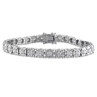 Mimi & Max Created Forever 1 - 3 1/8ct Tw Lab-grown Diamond Tennis Bracelet Sterling Silver