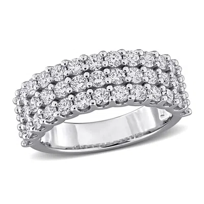 Mimi & Max Created Forever 1 3/4ct Tw Lab-grown Diamond Triple Row Ring Sterling Silver In Metallic