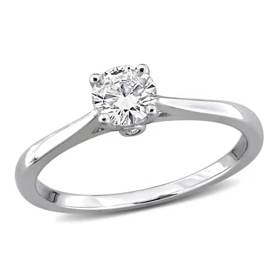 Mimi & Max Created Forever 1/2ct Tdw Lab-grown Diamond Engagement Ring Yellow Or White Sterling Silver In Metallic