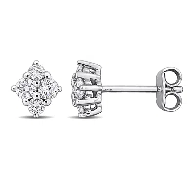 Mimi & Max Created Forever 1/2ct Tw Lab-grown Diamond Cluster Stud Earrings Sterling Silver
