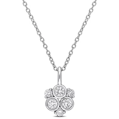 Mimi & Max Created Forever 1/2ct Tw Lab-grown Diamond Inverted Triangle Cluster Necklace Sterling Silver In Metallic
