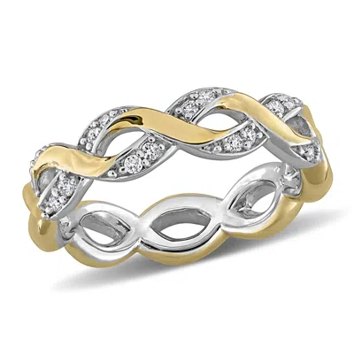 Mimi & Max Created Forever 1/6ct Tw Lab-grown Diamond Infinity Eternity Ring Two-tone Sterling Silver In Gold