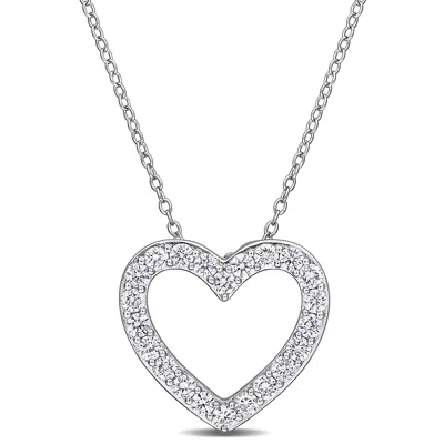 Mimi & Max Created Forever 1ct Or 1/2ct Tdw Lab-grown Diamond Open Heart Necklace Sterling Silver