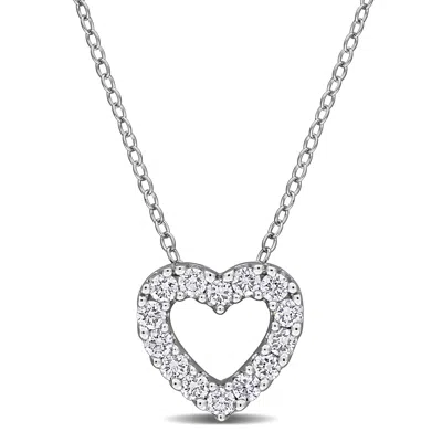 Mimi & Max Created Forever 1ct Or 1/2ct Tdw Lab-grown Diamond Open Heart Necklace Sterling Silver In Neutral
