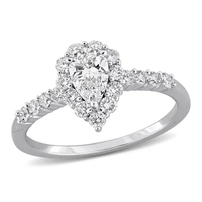 Mimi & Max Created Forever 1ct Tdw Lab-grown Diamond Halo Engagement Ring Sterling Silver Round Oval Or Pear Cu In Metallic
