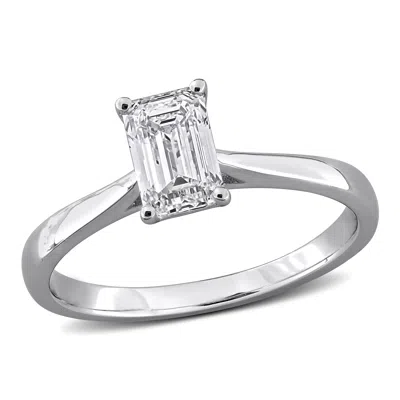 Mimi & Max Created Forever 1ct Tgw Marquise Or Emerald Cut Lab-grown Diamond Engagement Ring Sterling Silver In Metallic