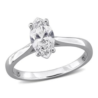 Mimi & Max Created Forever 1ct Tgw Marquise Or Emerald Cut Lab-grown Diamond Engagement Ring Sterling Silver In Metallic