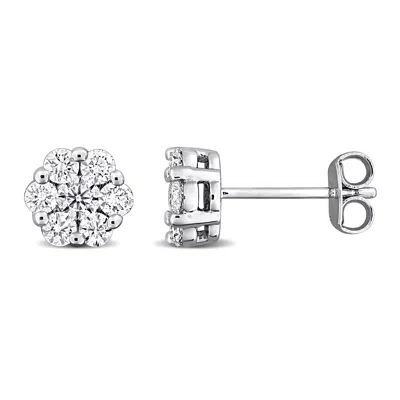 Mimi & Max Created Forever 1ct Tw Lab-grown Diamond Halo Stud Earrings Sterling Silver In White