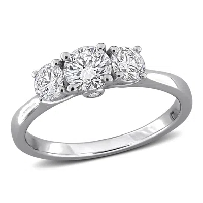 Mimi & Max Created Forever 1ct Tw Lab-grown Diamond 3-stone Engagement Ring Sterling Silver In Metallic