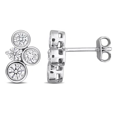Mimi & Max Created Forever 1ct Tw Lab-grown Diamond Cluster Stud Earrings Sterling Silver