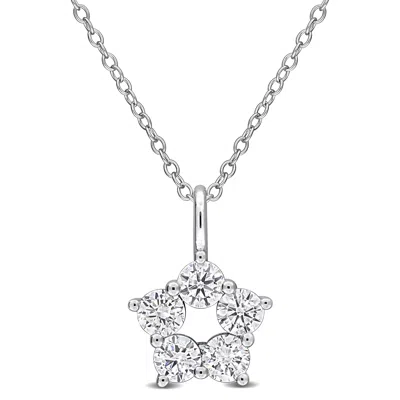 Mimi & Max Created Forever 1ct Tw Lab-grown Diamond Open Star Necklace Sterling Silver In Metallic