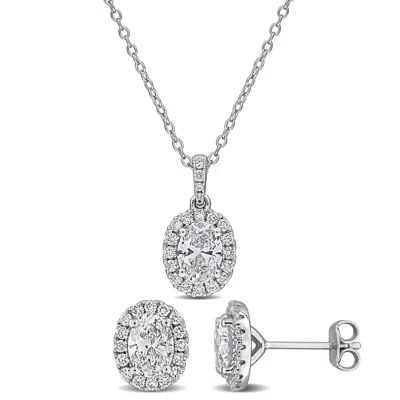 Mimi & Max Created Forever 2 7/8ct Tgw Oval Or Round-cut Lab-grown Diamond Jewelry Set Sterling Silver In Neutral