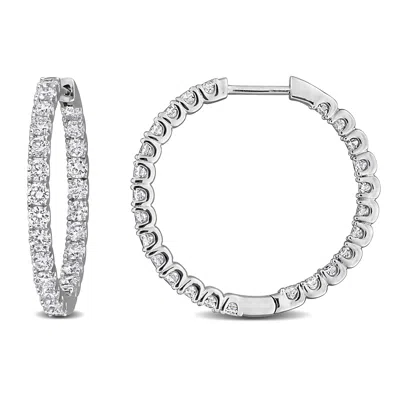 Mimi & Max Created Forever 2ct Tw Lab-grown Diamond Hoop Earrings Sterling Silver In Metallic