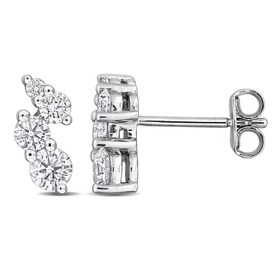 Mimi & Max Created Forever 3/4ct Tw Lab-grown Diamond Graduated Stud Earrings Sterling Silver In Metallic