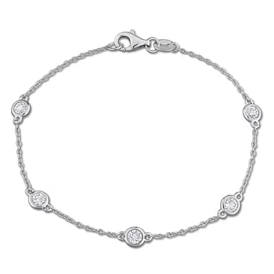Mimi & Max Created Forever 3/4ct Tw Lab-grown Diamond Station Bracelet Sterling Silver
