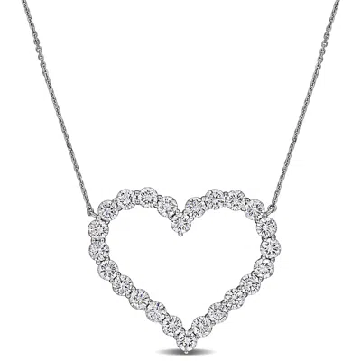 Mimi & Max Created Forever 4 4/5ct Tw Lab-grown Diamond Open Heart Necklace 14k White Gold In Metallic