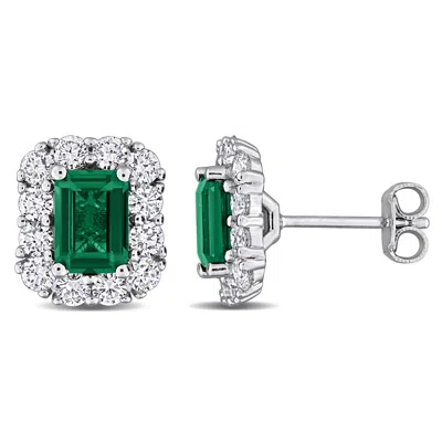 Mimi & Max Created Forever Created Gemstone And Lab-grown Diamond Earrings Sterling Silver In Metallic