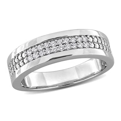 Mimi & Max Created Forever Men's 1/5ct Tw Lab-grown Diamond Double Row Band Yellow Or White Silver