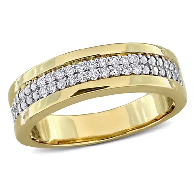 Mimi & Max Created Forever Men's 1/5ct Tw Lab-grown Diamond Double Row Band Yellow Or White Silver In Gold