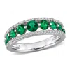 Mimi & Max Created Forver 1 1/2ct Tgw Created Sapphire 1/3ct Tw Lab-grown Diamond Graduated Ring 14k White Gold In Green