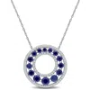 Mimi & Max Created Forver 1 4/5ct Tgw Created Blue Sapphire 1/3ct Tw Lab-grown Diamond Necklace 14k White Gold In Metallic