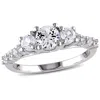 Mimi & Max Created White Sapphire 3-stone Ring In Sterling Silver In White