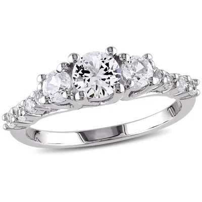 Mimi & Max Created White Sapphire 3-stone Ring In Sterling Silver