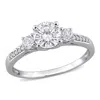 Mimi & Max Created White Sapphire And Diamond 3-stone Engagement Ring In 10k White Gold In Silver