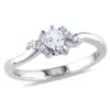 Mimi & Max Created White Sapphire And Diamond Crisscross Ring Sterling Silver In White