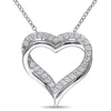 Mimi & Max Created White Sapphire Crossover Heart Necklace In Sterling Silver In Silver