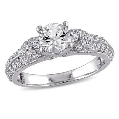 Mimi & Max Created White Sapphire Engagement Ring In Sterling Silver