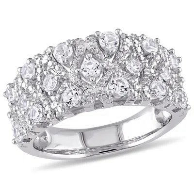 Mimi & Max Created White Sapphire Pave Lattice Ring In Sterling Silver
