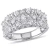Mimi & Max Created White Sapphire Pave Lattice Ring In Sterling Silver In Silver