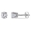 Mimi & Max Created White Sapphire Stud Earrings In 10k White Gold In White