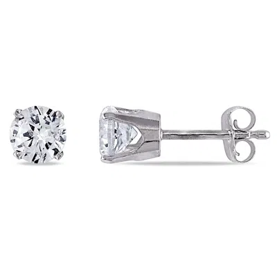 Mimi & Max Created White Sapphire Stud Earrings In 10k White Gold