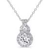 Mimi & Max Created White Sapphire Teardrop Halo Necklace In Sterling Silver In Silver