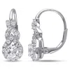 Mimi & Max Created White Sapphire Twist Leverback Earrings In Sterling Silver In Silver