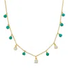 Mimi & Max Cretaed White Sapphire Turquoise Beads Station Necklace Yellow Silver-16 + 2 Ext. In Blue