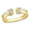 Mimi & Max Crossover Diamond Accent Open Splitshank Ring Yellow Gold In Gold