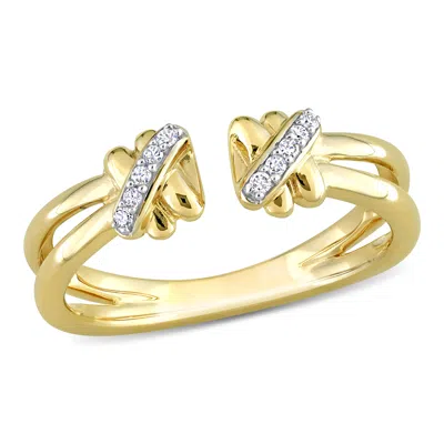 Mimi & Max Crossover Diamond Accent Open Splitshank Ring Yellow Gold