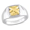 Mimi & Max Crossover Motif Two-tone Signet Ring 14k White Yellow Gold In Metallic