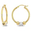 Mimi & Max Cubic Zirconia Beaded Hoop Earrings In 14k Yellow Gold In Gold