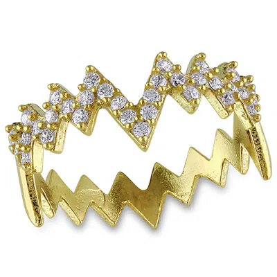Mimi & Max Cubic Zirconia Heartbeat Knuckle Ring Yellow Silver In White
