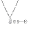 Mimi & Max Cubic Zirconia Necklace And Stud Earring Set White Brass 2 1/10ct Tgw In Metallic