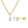 Mimi & Max Cubic Zirconia Necklace And Stud Earring Set Yellow Or White Brass 2 1/10ct Tgw In Gold